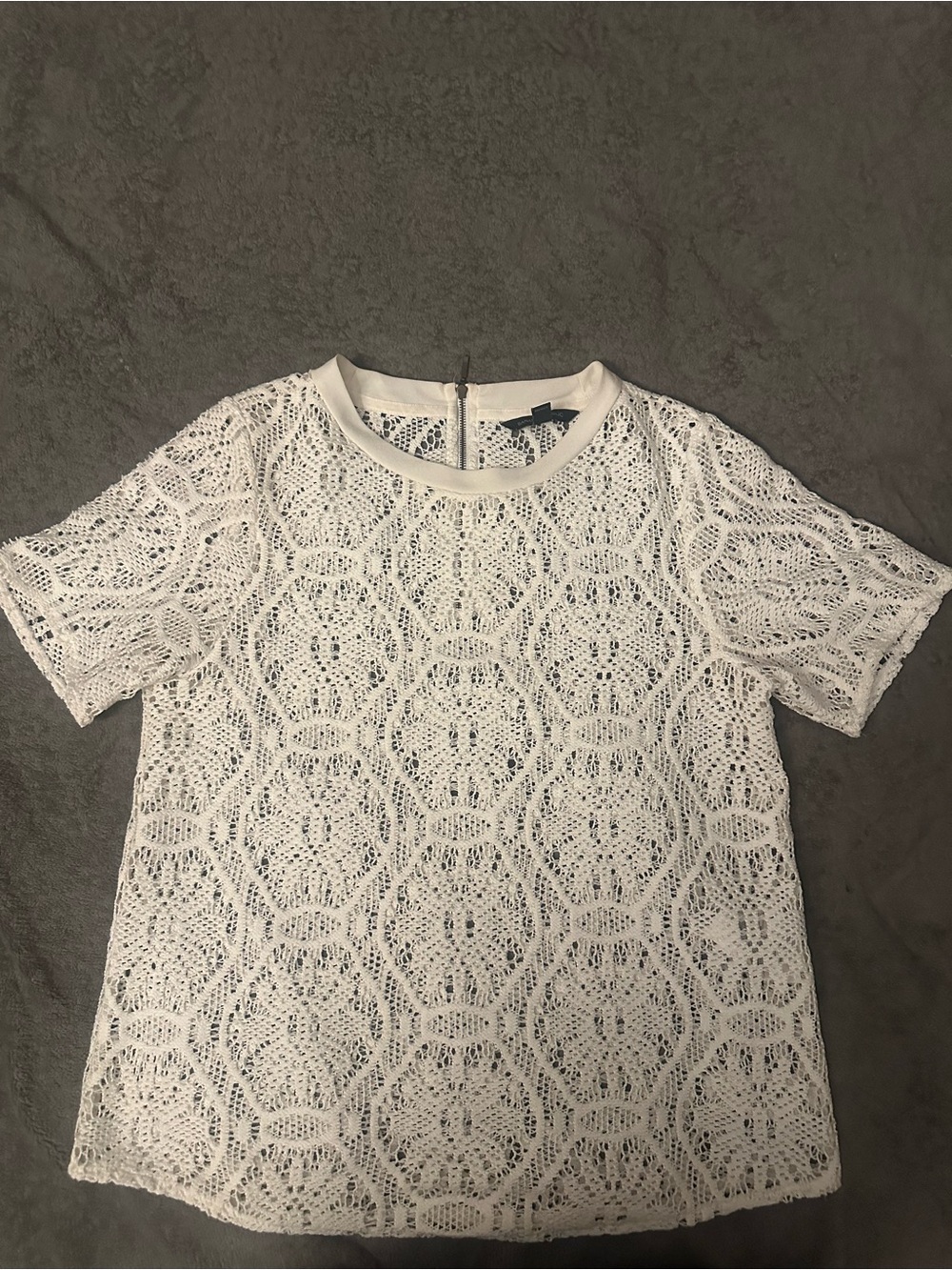 Banana Republic White Crochet Lace Short Sleeve Top
